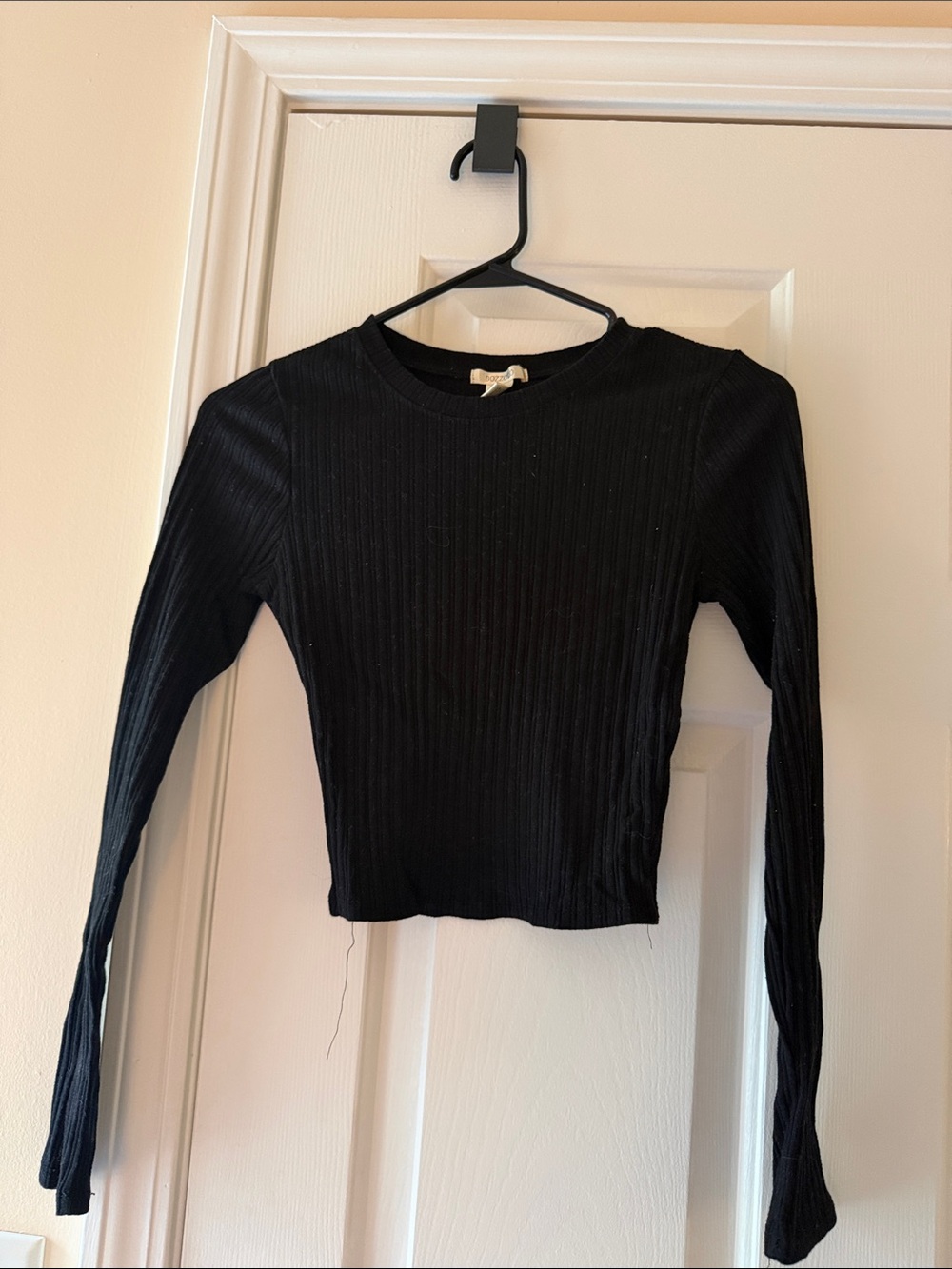 Bozzolo Black Ribbed Long Sleeve Top